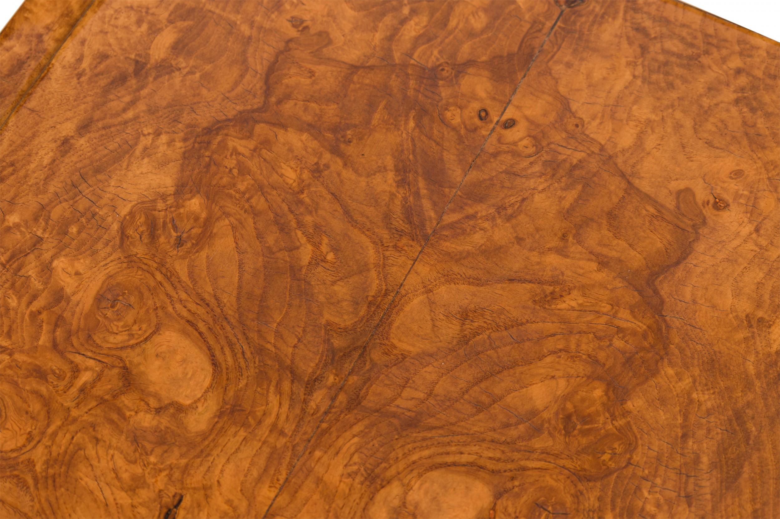 Art Deco French Demilune Burl Wood 2-Drawer End / Side Table 5