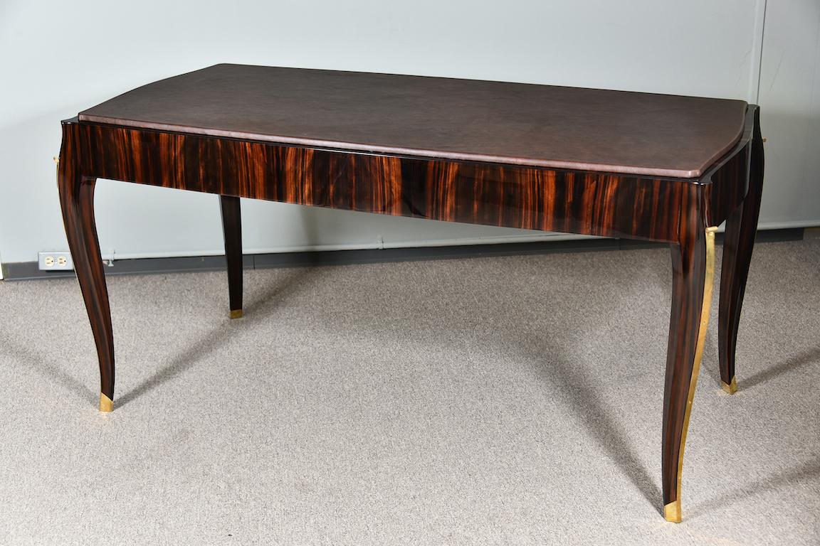 Art Deco French Desk in Macassar with a Leather Top 4