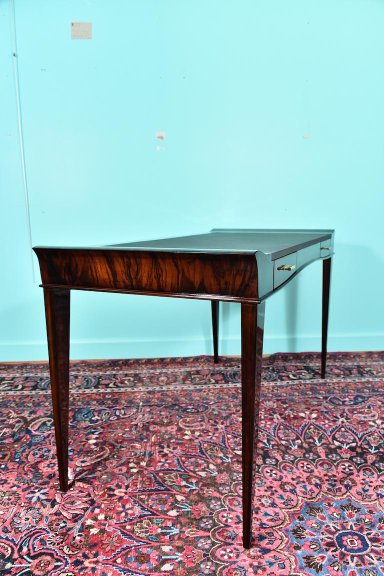 Mid-20th Century Art Deco French Desk in Walnut with Elevated Corners