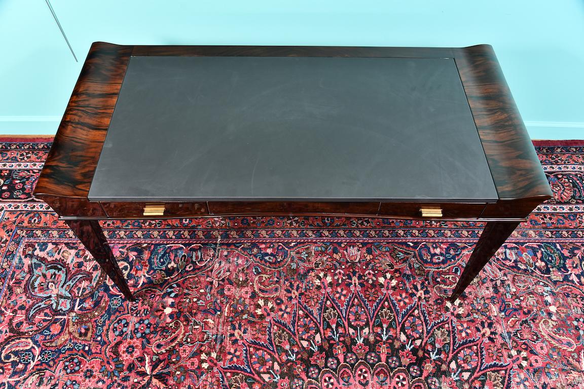 Art Deco French Desk in Walnut with Elevated Corners 2