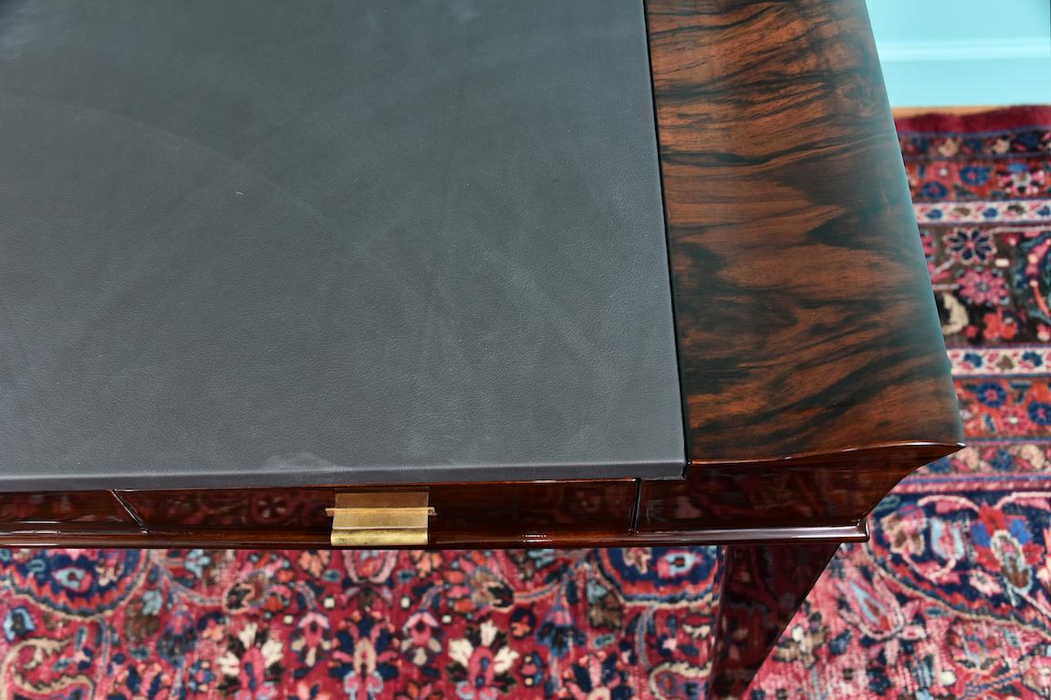 Art Deco French Desk in Walnut with Elevated Corners 3