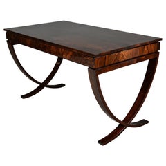 Art Deco French Desk in Walnut with Semi-Circular Legs Art Deco French Desk in Walnut with Semi-Circular Legs