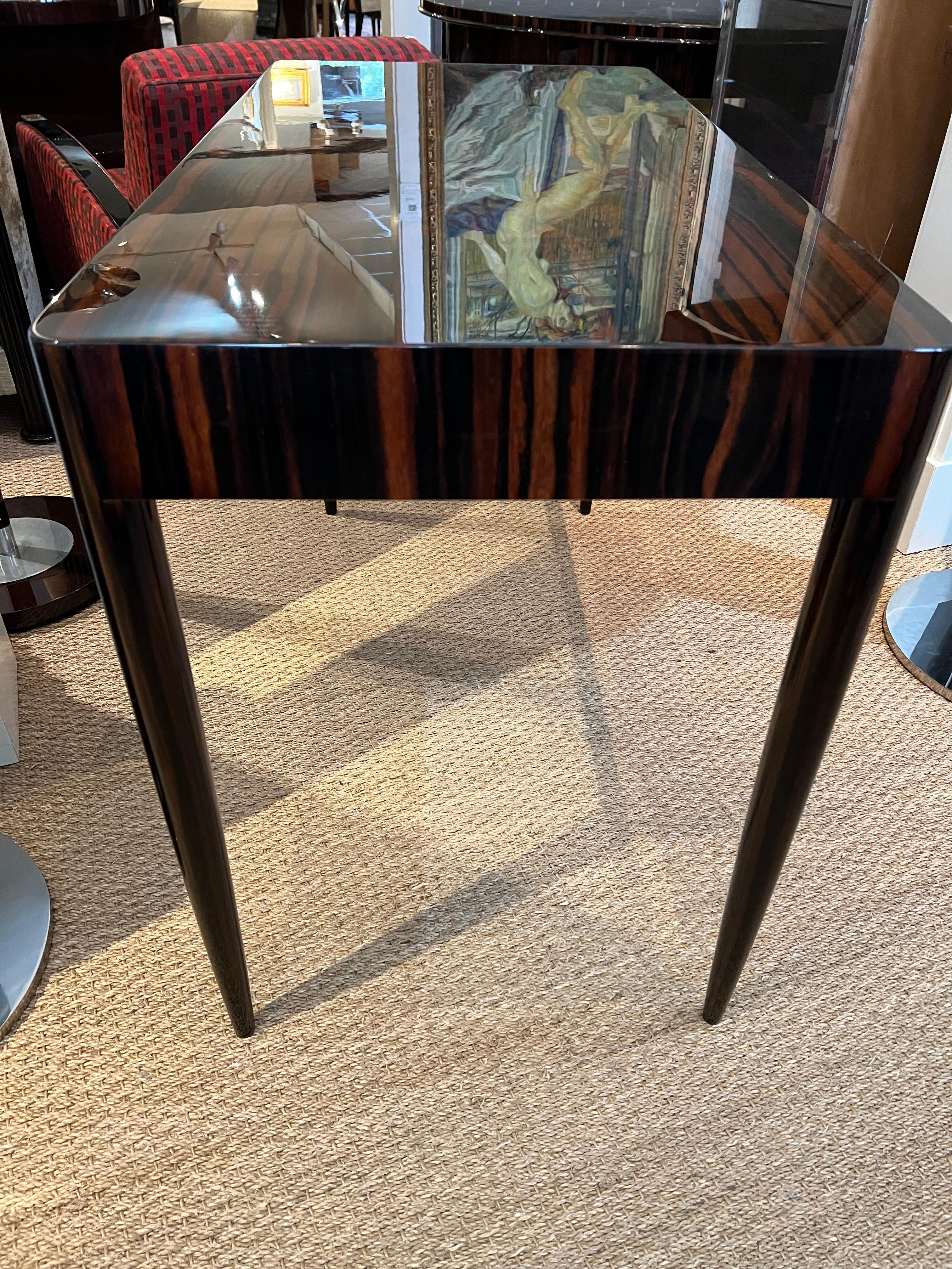 Mid-20th Century Art Deco French Desk with Parquet Design Top in Macassar Wood