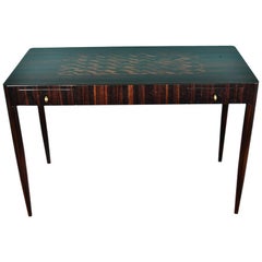 Art Deco French Desk with Parquet Top in Macassar Wood