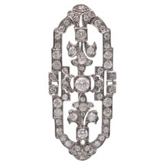 Pendentif broche convertible Art déco français en or blanc 14 carats avec diamants