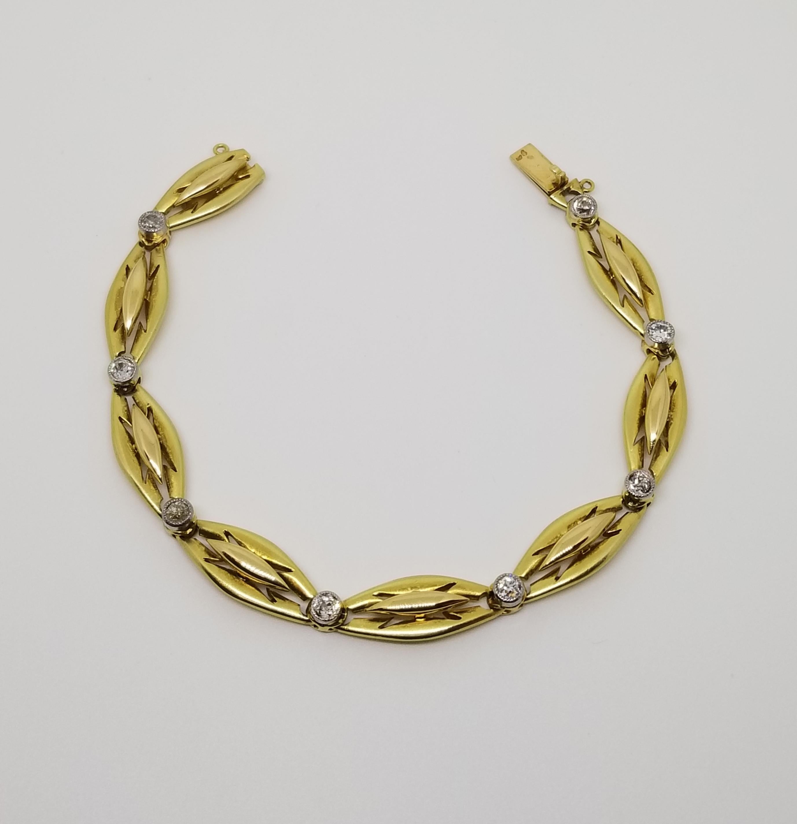 Art Deco French Diamond and Gold Bracelet In Excellent Condition In Greenwich, CT