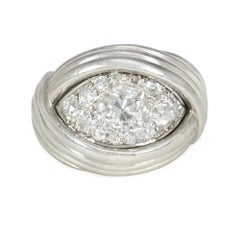 Art Deco French Diamond and Platinum Turban Style Ring