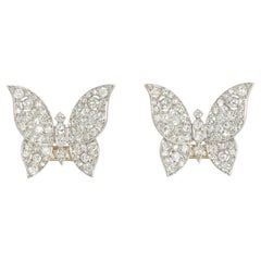 Art Deco French diamond butterfly brooches