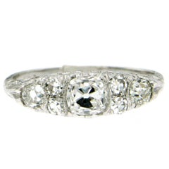 Art Deco French Diamond Gold Band Ring