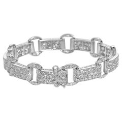 Bracelet Art déco français à maillons pavés de diamants 18,50 carats sertis en platine