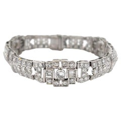 Art Deco French Diamond Platinum 18k White Gold Bracelet