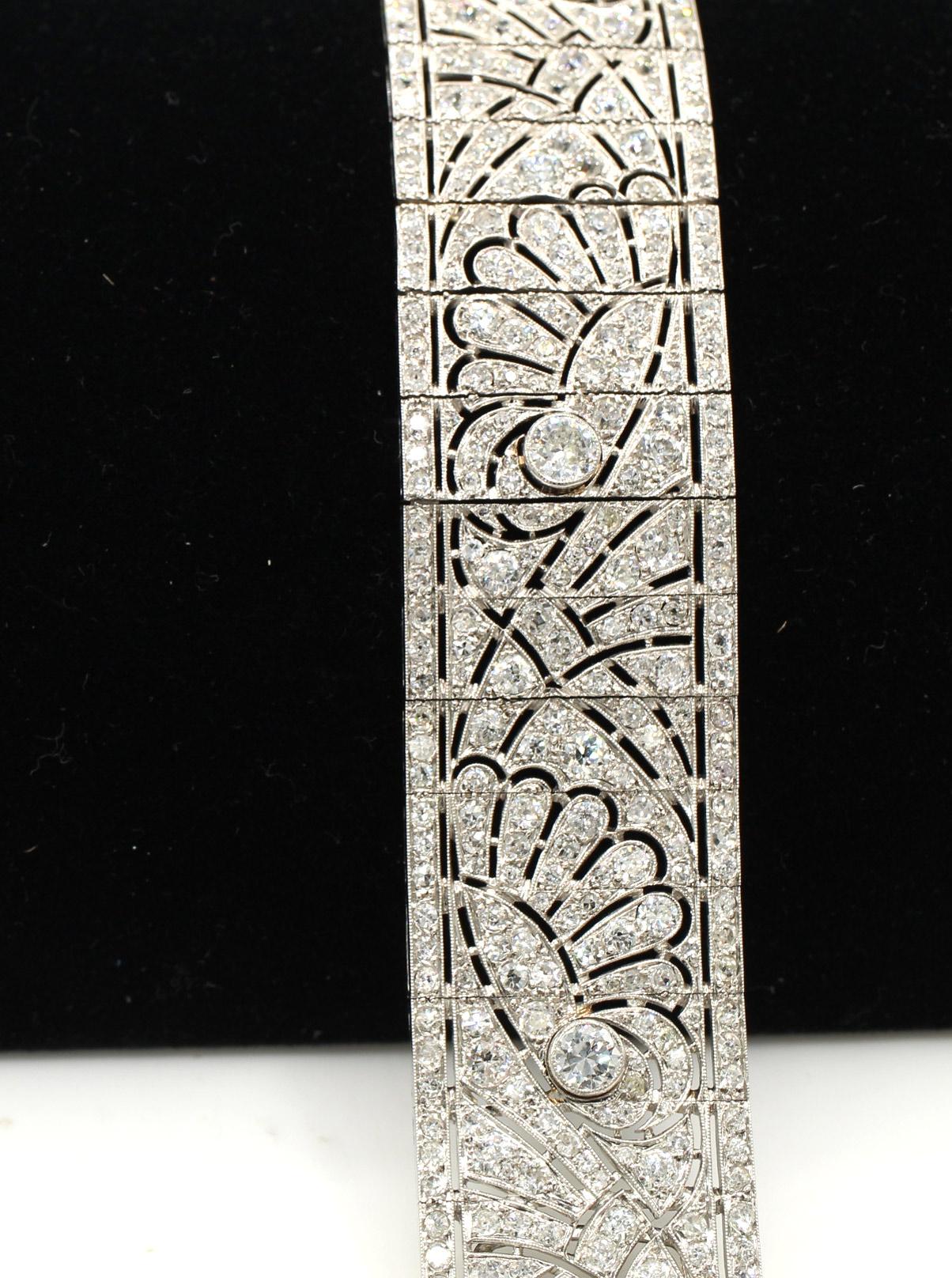 Pulsera Art Déco Francesa de Platino y Diamantes en venta 2