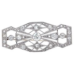 Art Deco French Diamond Platinum Brooch
