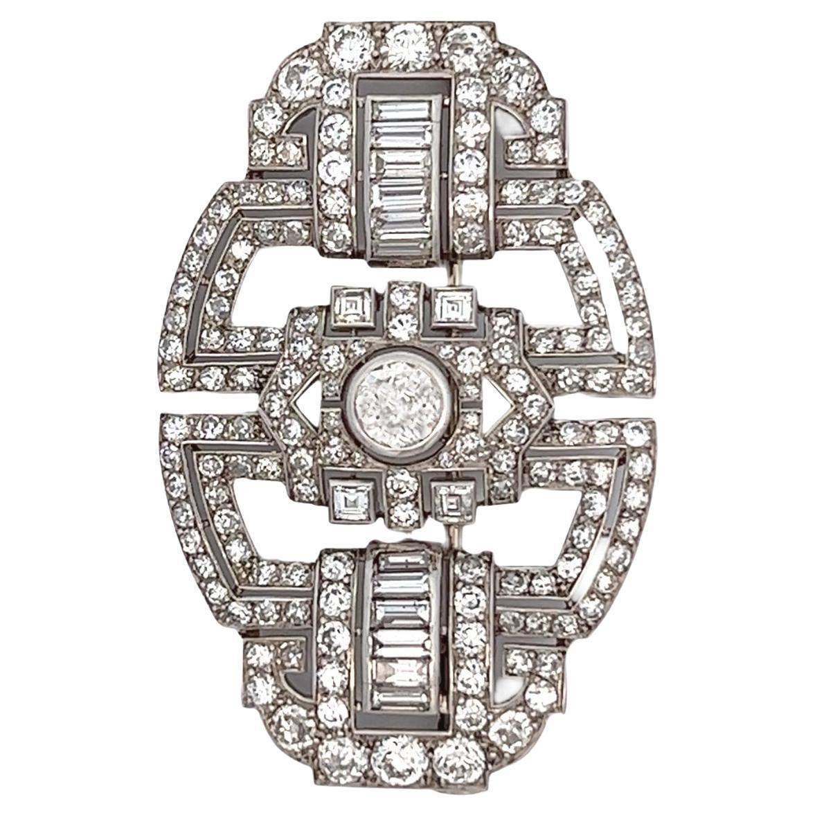 Art Deco French Diamond Platinum Brooch