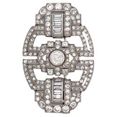 Art Deco French Diamond Platinum Brooch