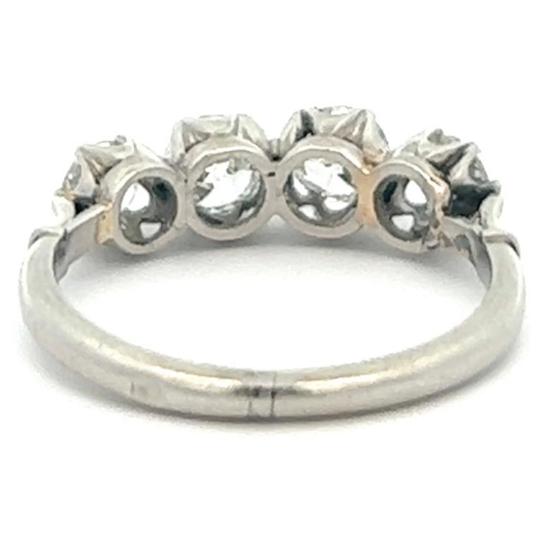 Art Deco French Diamond Platinum Four Stone Band Ring 1