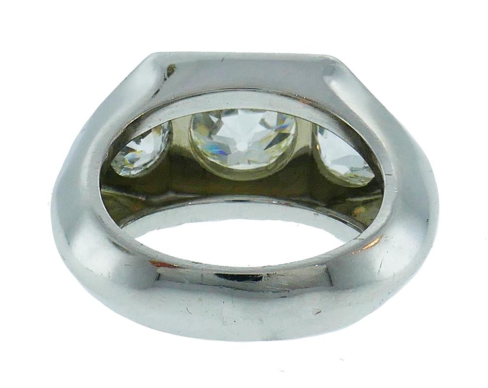 Art Deco French Diamond Platinum Ring Signed SB For Sale 2
