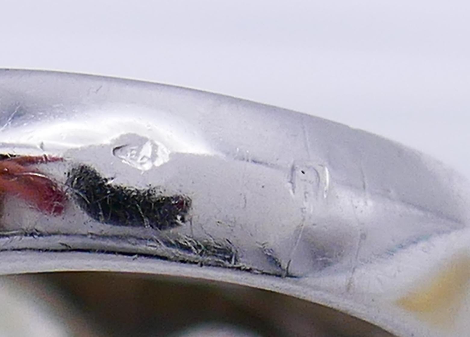  Bague Art déco française en platine signée SB Unisexe 