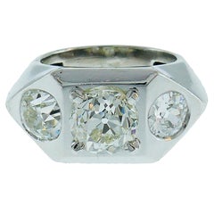 Bague Art déco française en platine signée SB