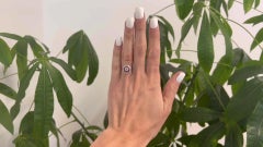 Art Deco French Diamond Ruby 18 Karat White Gold Halo Target Engagement Ring