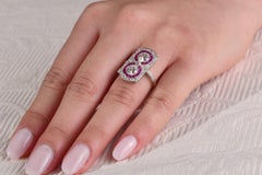 Art Deco French Diamond, Ruby and Platinum Ring