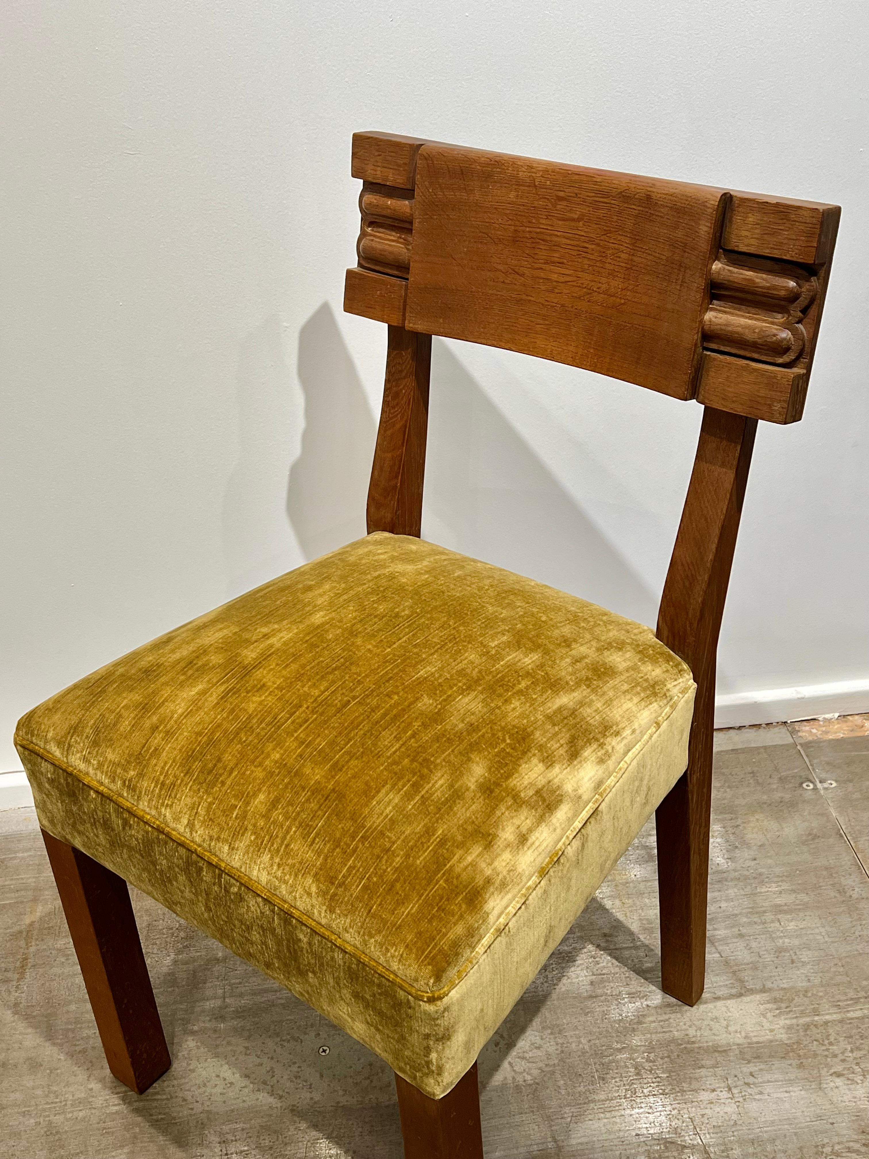 Mid-20th Century Art Deco French Dining Chair by Charles Dudouyt, 6 chairs available  For Sale