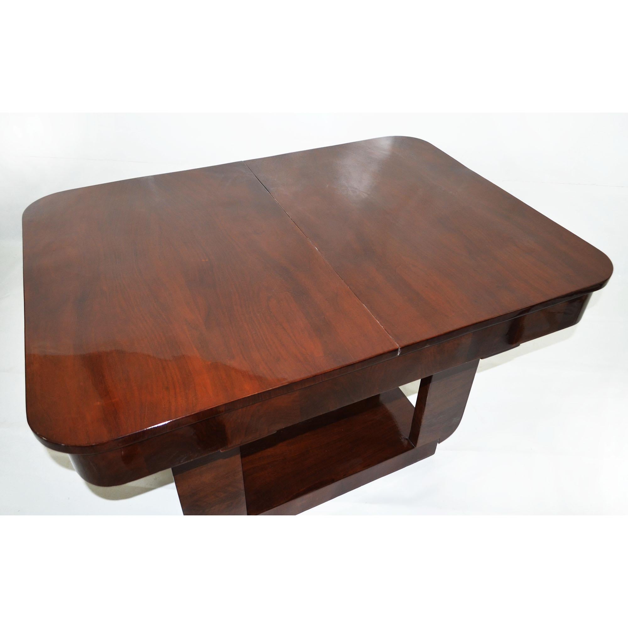 Ensemble table et six chaises Art déco français, design Michel Dufet, années 1930 en vente 3