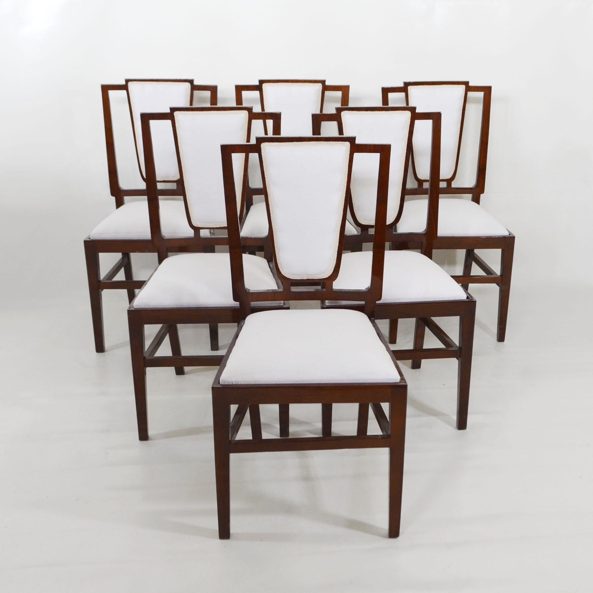 Ensemble table et six chaises Art déco français, design Michel Dufet, années 1930 en vente 6