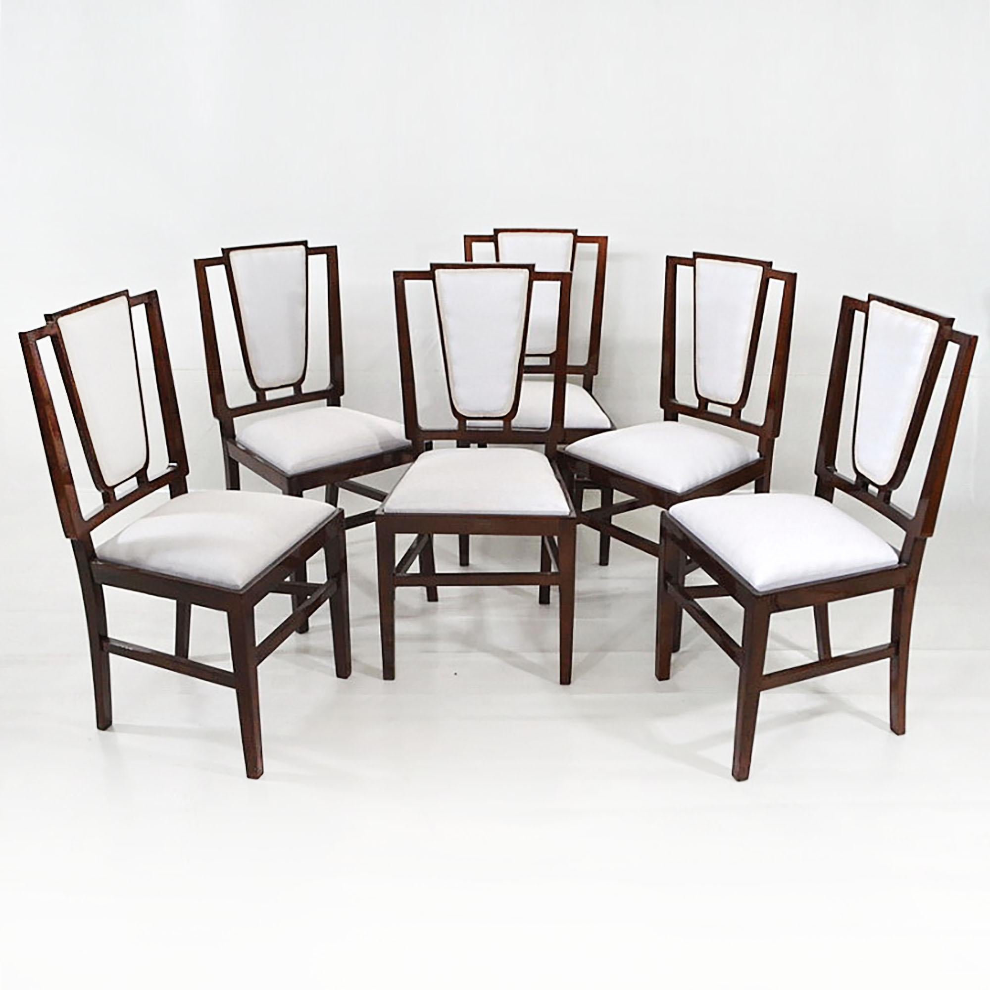 Französischer Art déco-Esszimmertisch und sechs Stühle im Art déco-Stil, Design Michel Dufet, 1930er Jahre im Angebot 8