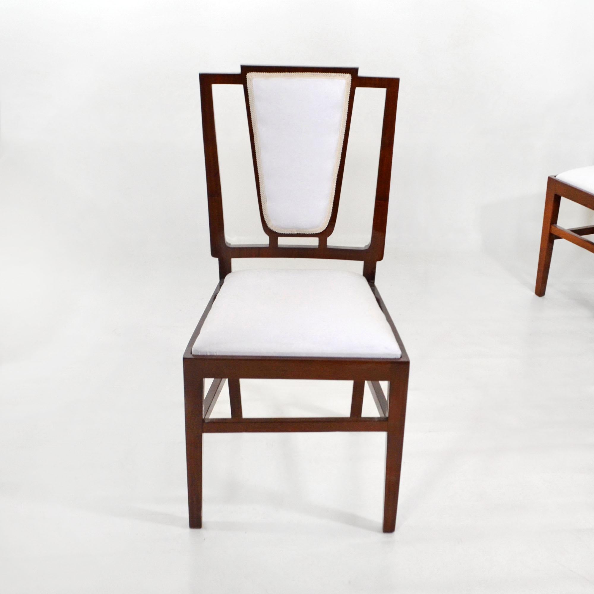 Ensemble table et six chaises Art déco français, design Michel Dufet, années 1930 en vente 7