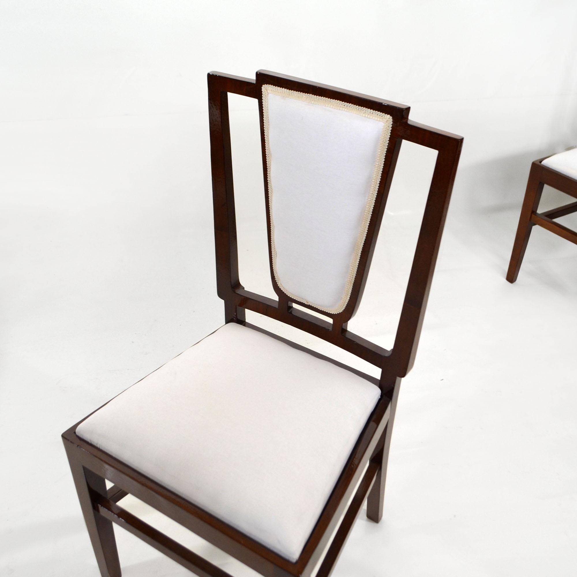 Ensemble table et six chaises Art déco français, design Michel Dufet, années 1930 en vente 11