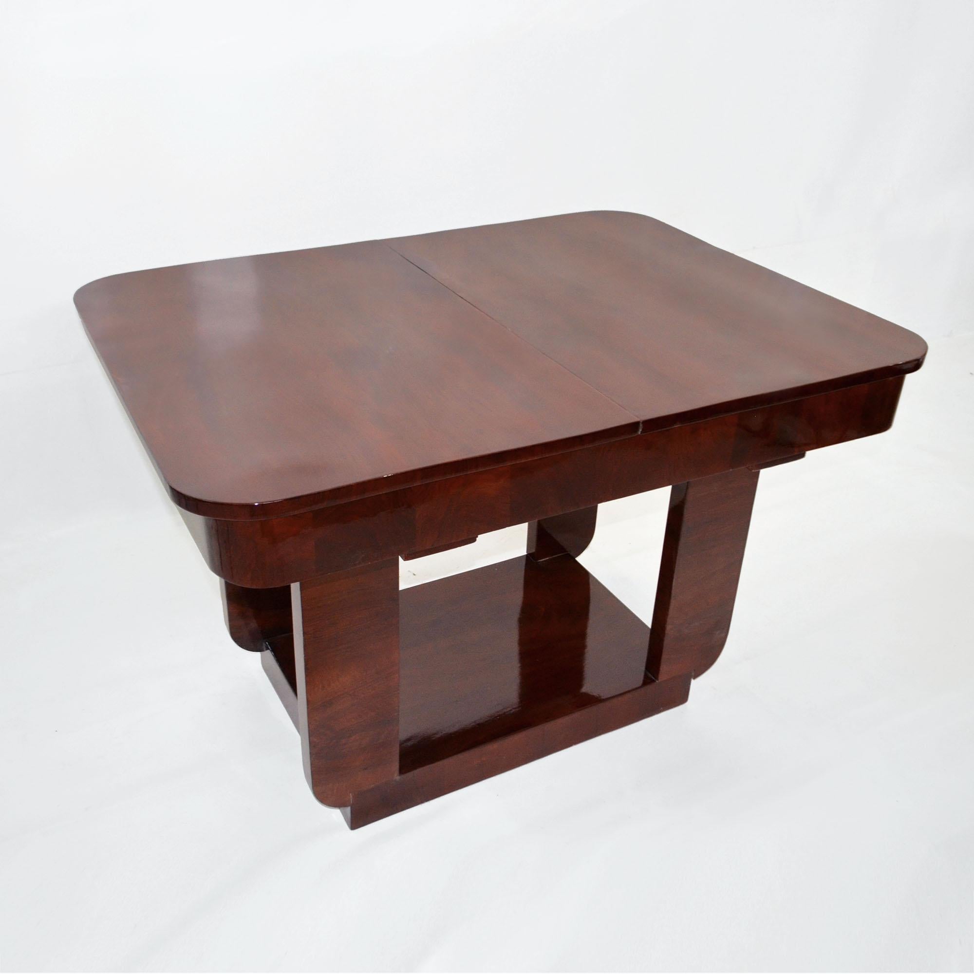 Placage Ensemble table et six chaises Art déco français, design Michel Dufet, années 1930 en vente