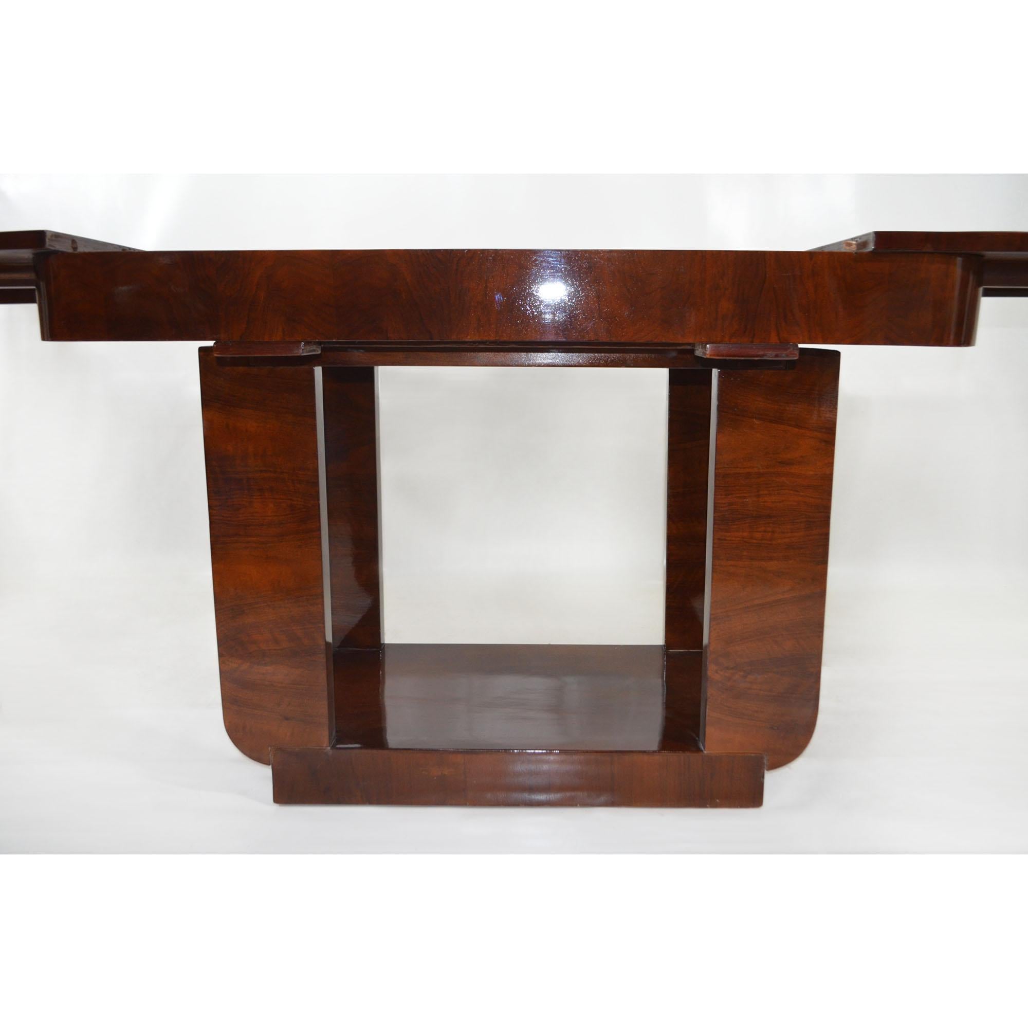 Bois Ensemble table et six chaises Art déco français, design Michel Dufet, années 1930 en vente