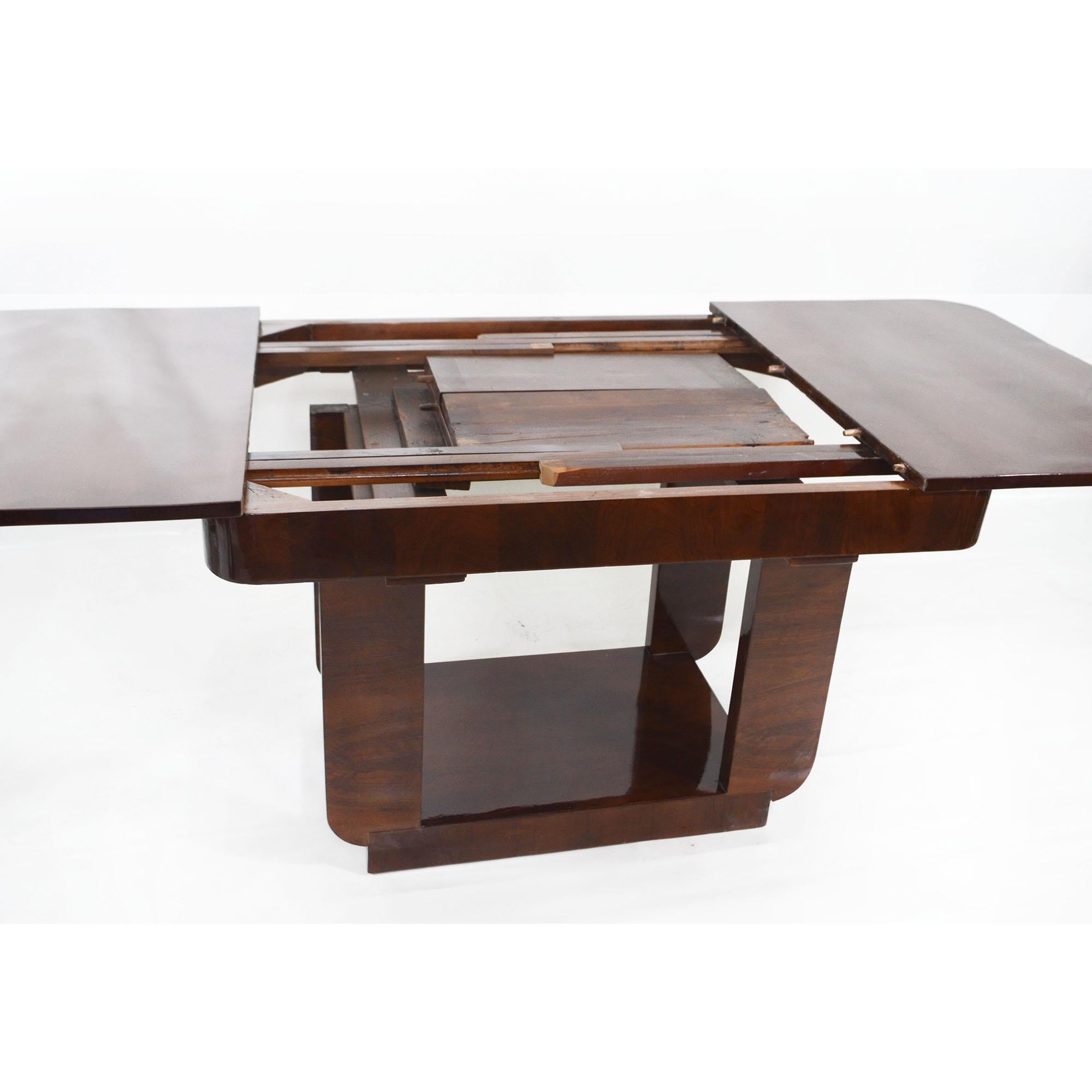 Ensemble table et six chaises Art déco français, design Michel Dufet, années 1930 en vente 1
