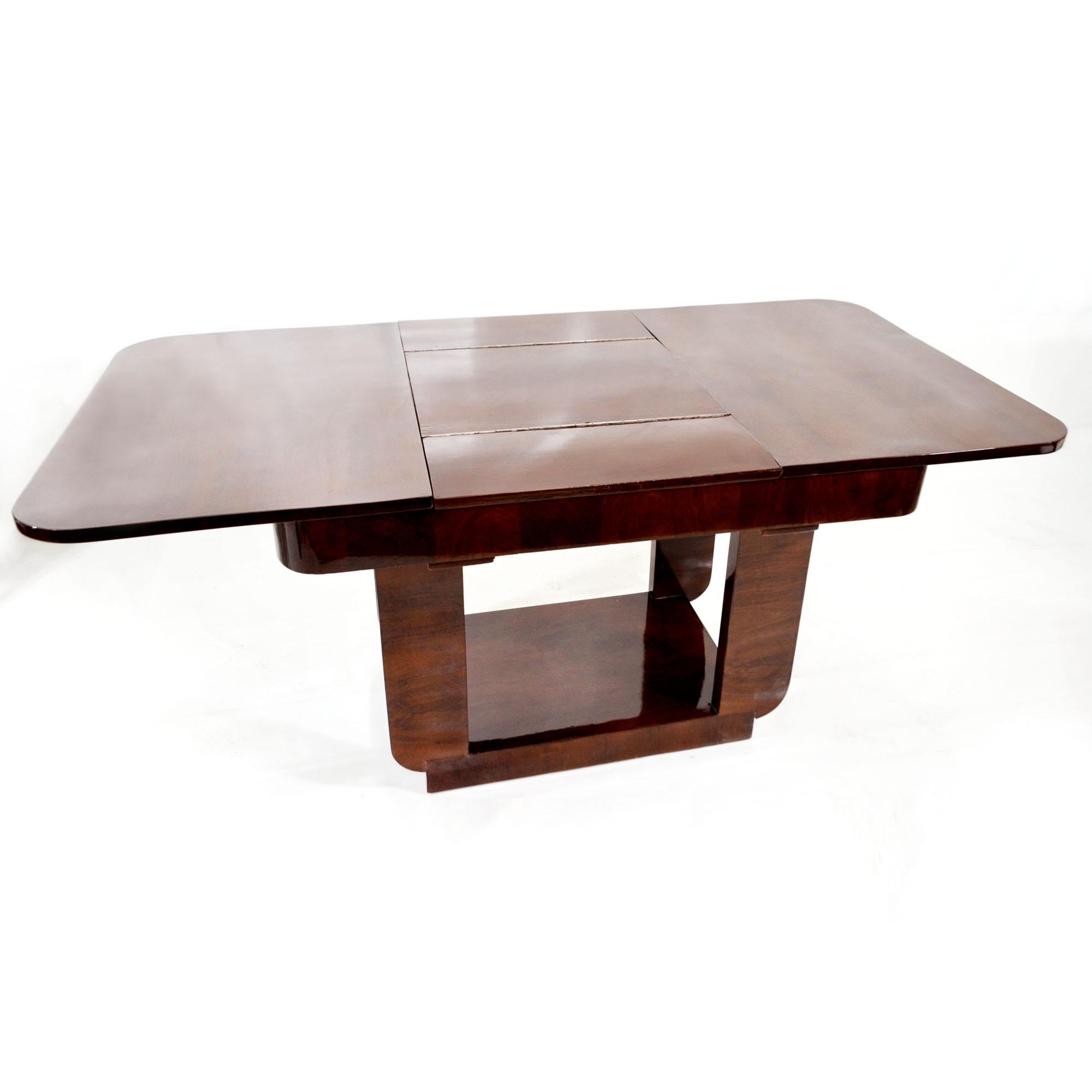 Ensemble table et six chaises Art déco français, design Michel Dufet, années 1930 en vente 2