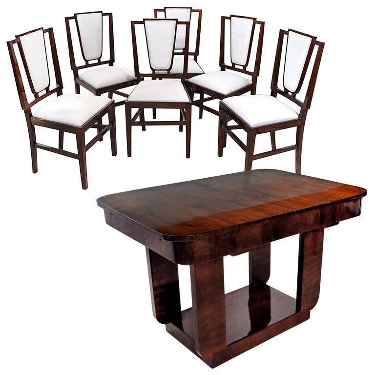Art Deco French Dining Room Set Table And Six Chairs, Design Michel Dufet,  1930S For Sale At 1Stdibs