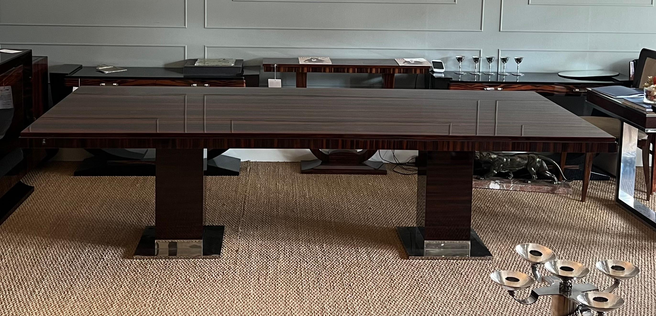 Table de salle à manger Art déco française en macassar en vente 10