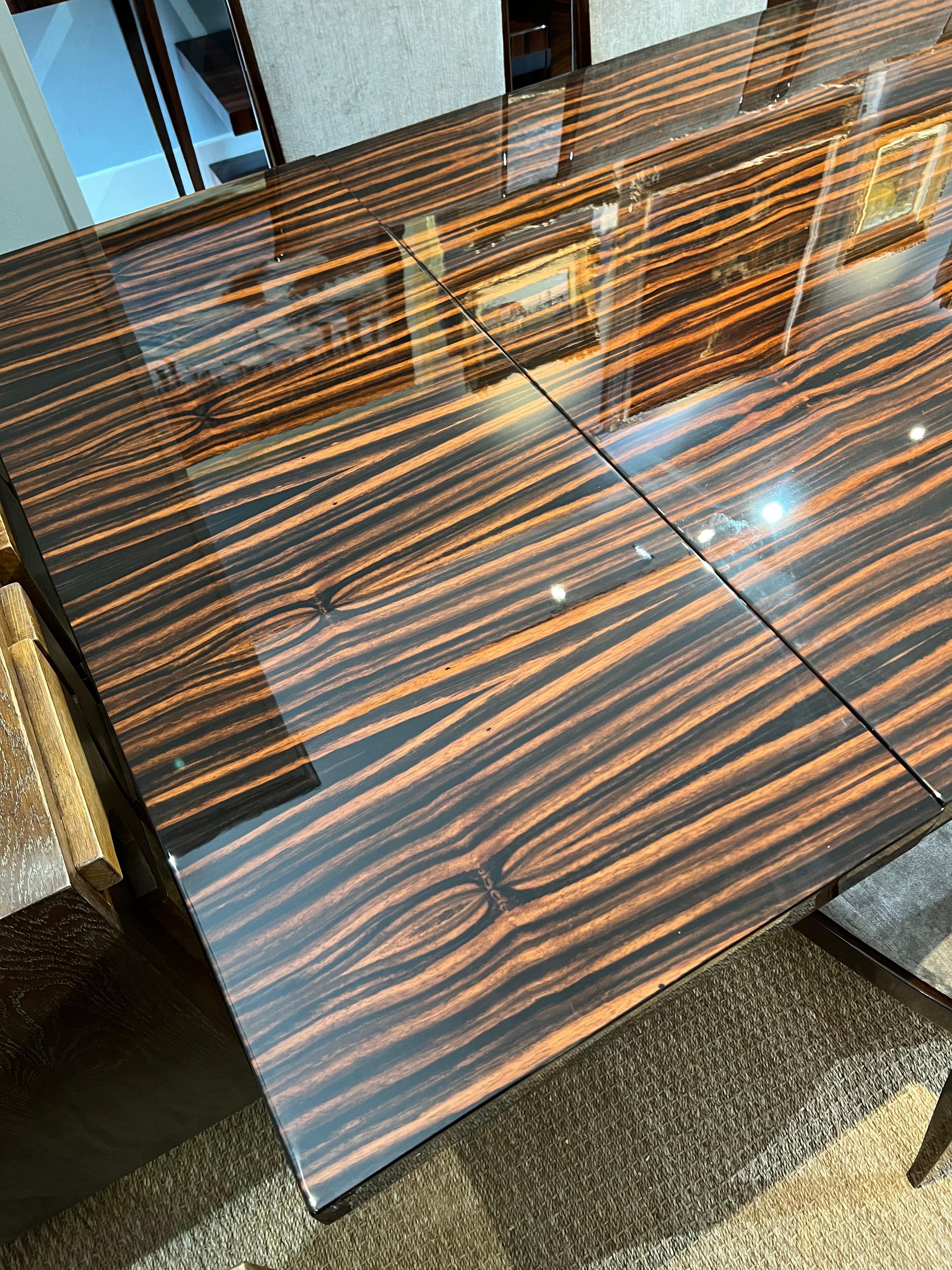 Art Deco French Dining Room Tisch aus Makassar-Holz im Angebot 2