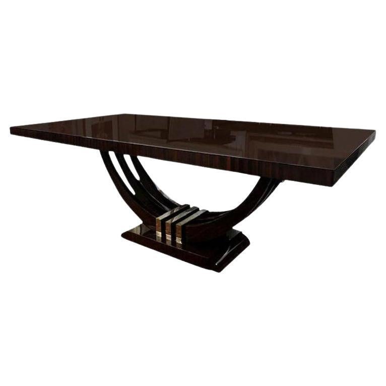 Art Deco French Dining Room Table in Macassar Wood
