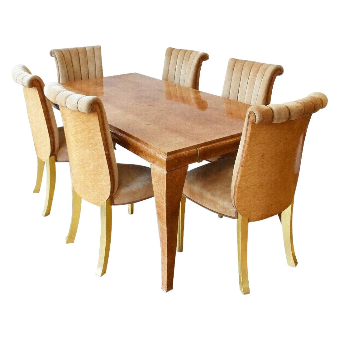 Art Deco French Dining Set Table and Six Chairs, 1920's
