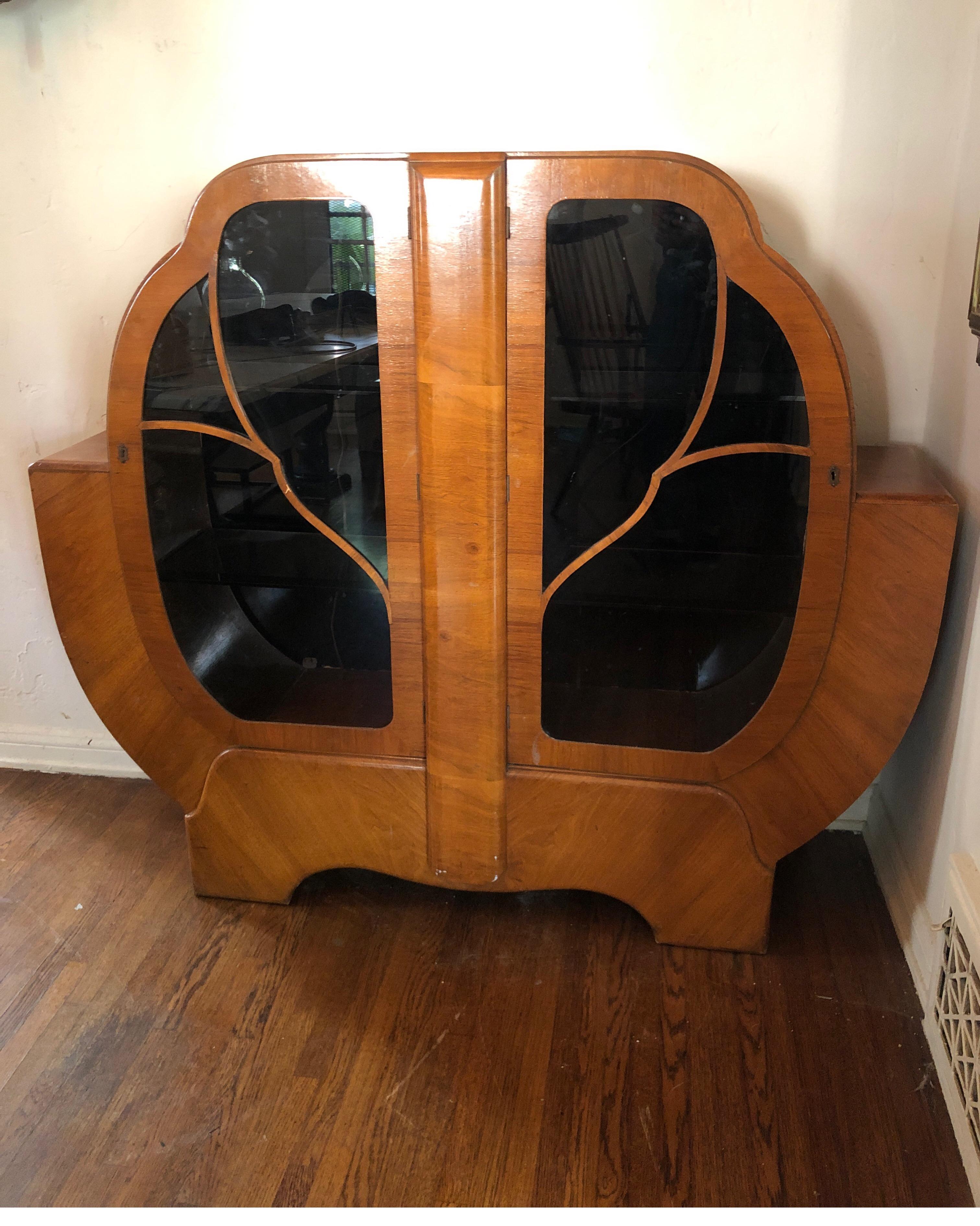 Art Deco French Dry Bar Liquor/Cocktail Cabinet in Walnut 1