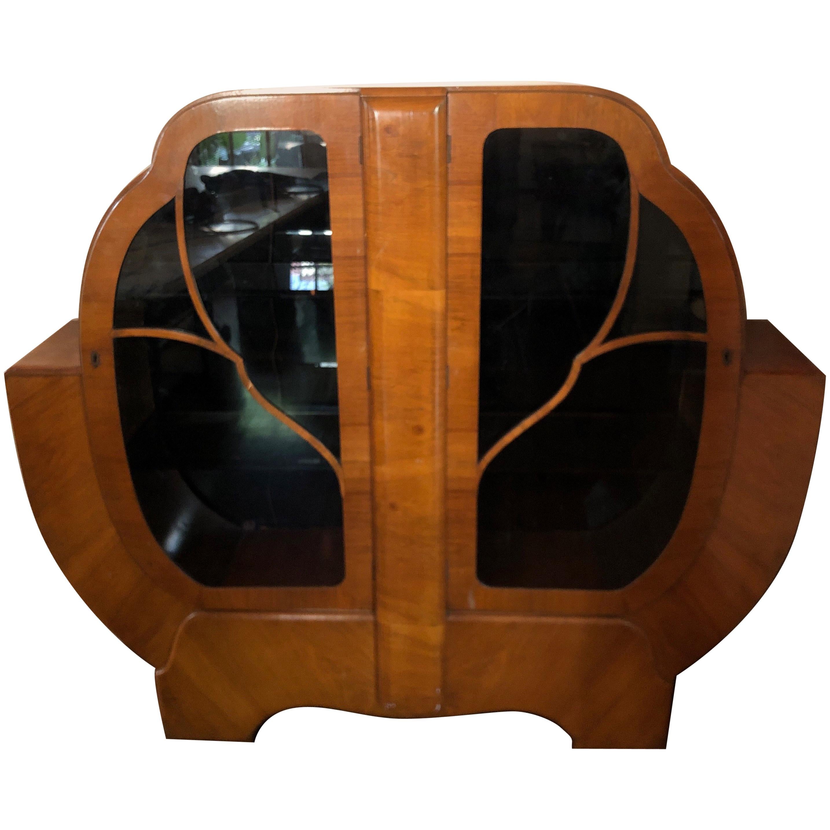 Art Deco French Dry Bar Liquor/Cocktail Cabinet in Walnut