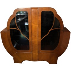 Art Deco French Dry Bar Liquor/Cocktail Cabinet in Walnut