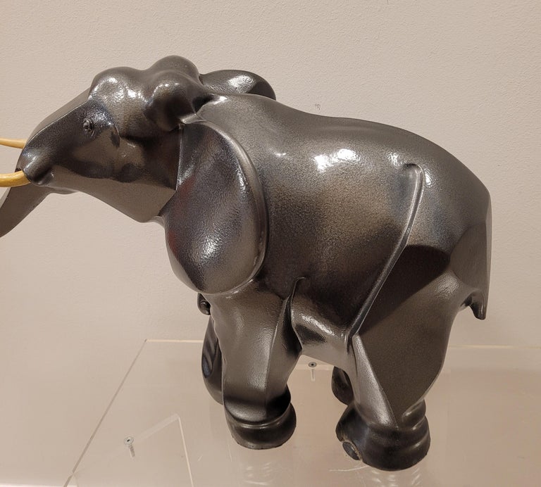 Art Deco French Elephant Sculpture, Babbitt Material For Sale at 1stDibs