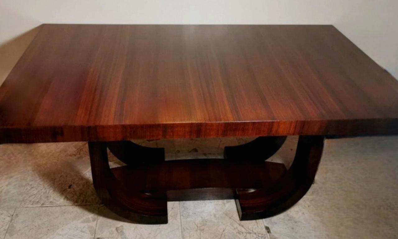 Sapele Wood Art Deco French Extending Dining Table