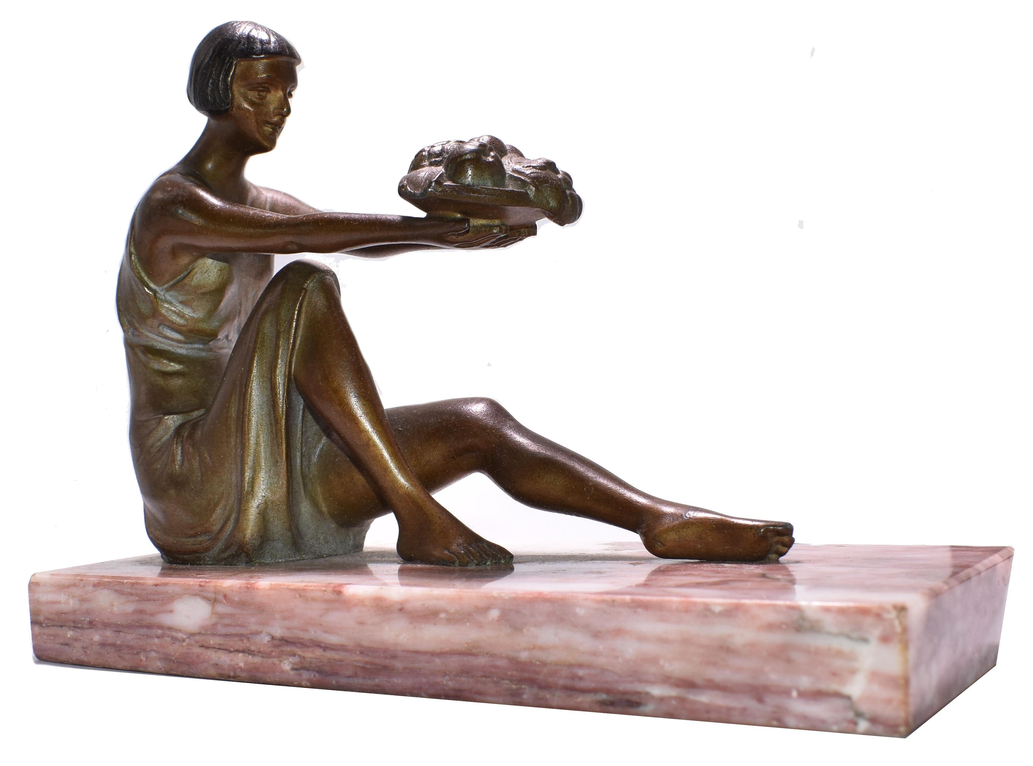 Spelter Art Deco French Figural Bookends, circa 1935 For Sale