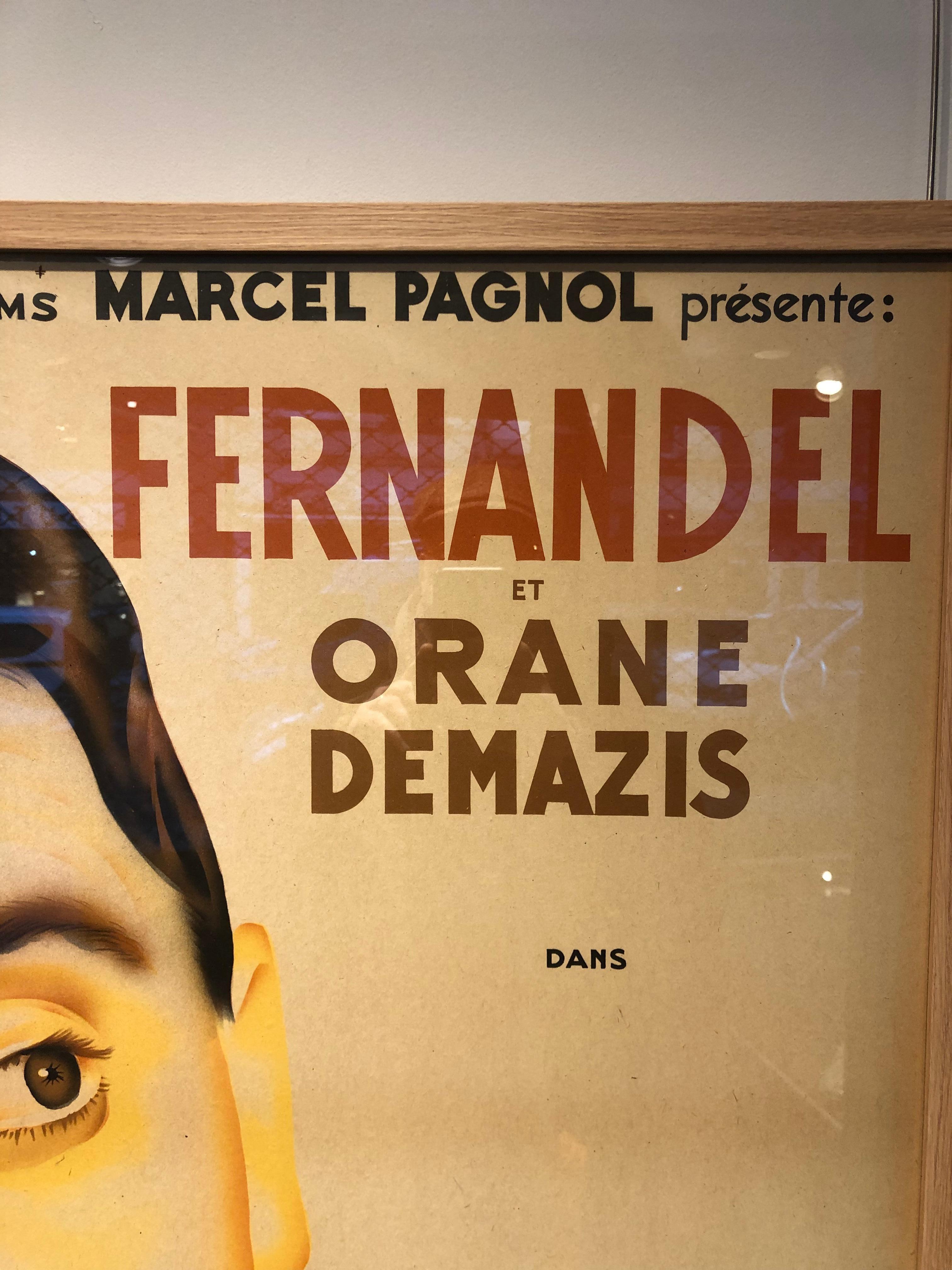 Monacan Art Deco French Film Poster “le schpountz” de M.Pagnol For Sale
