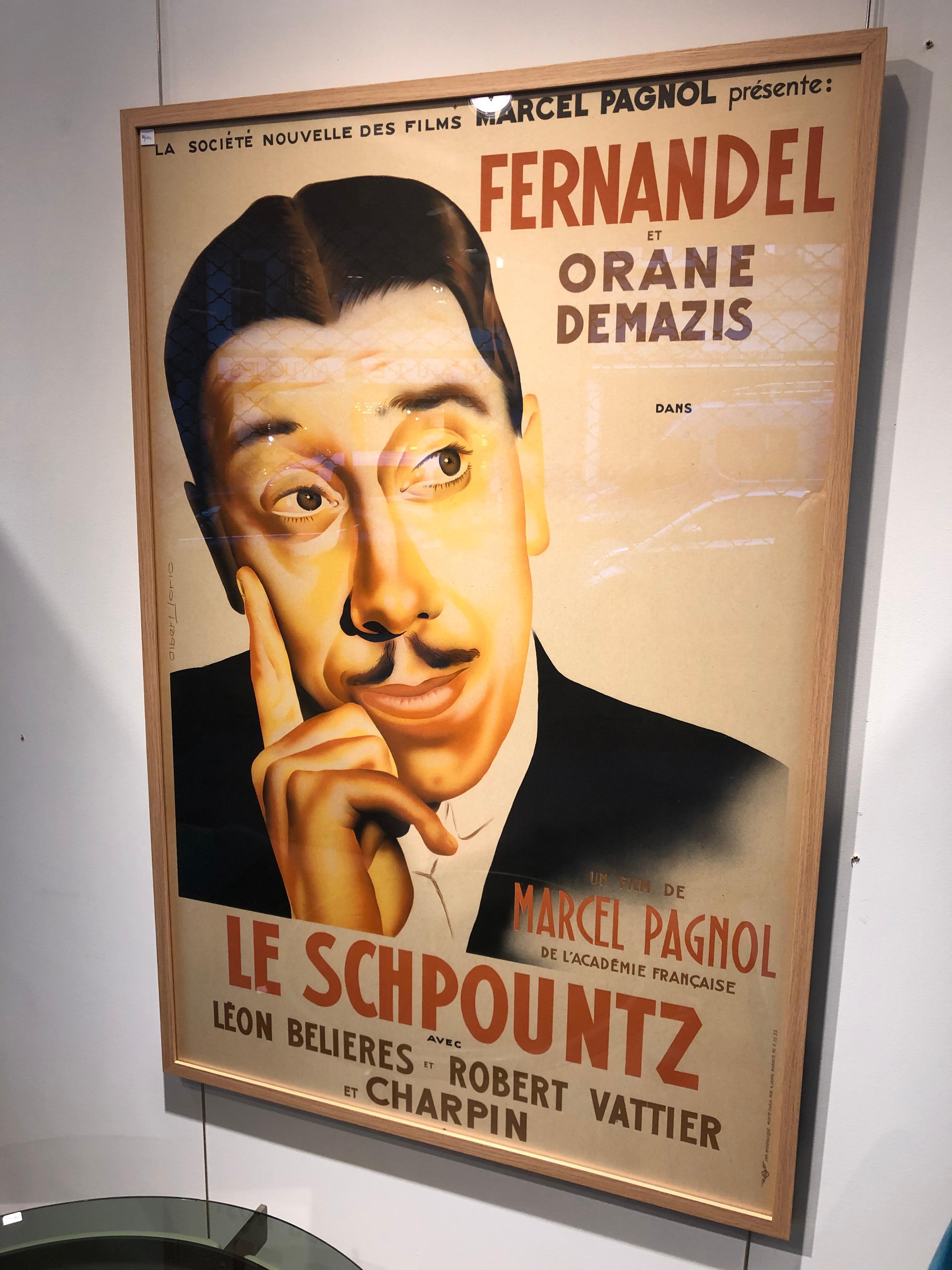 Papier Affiche de film française Art Déco, le schpountz de M.Pagnol en vente