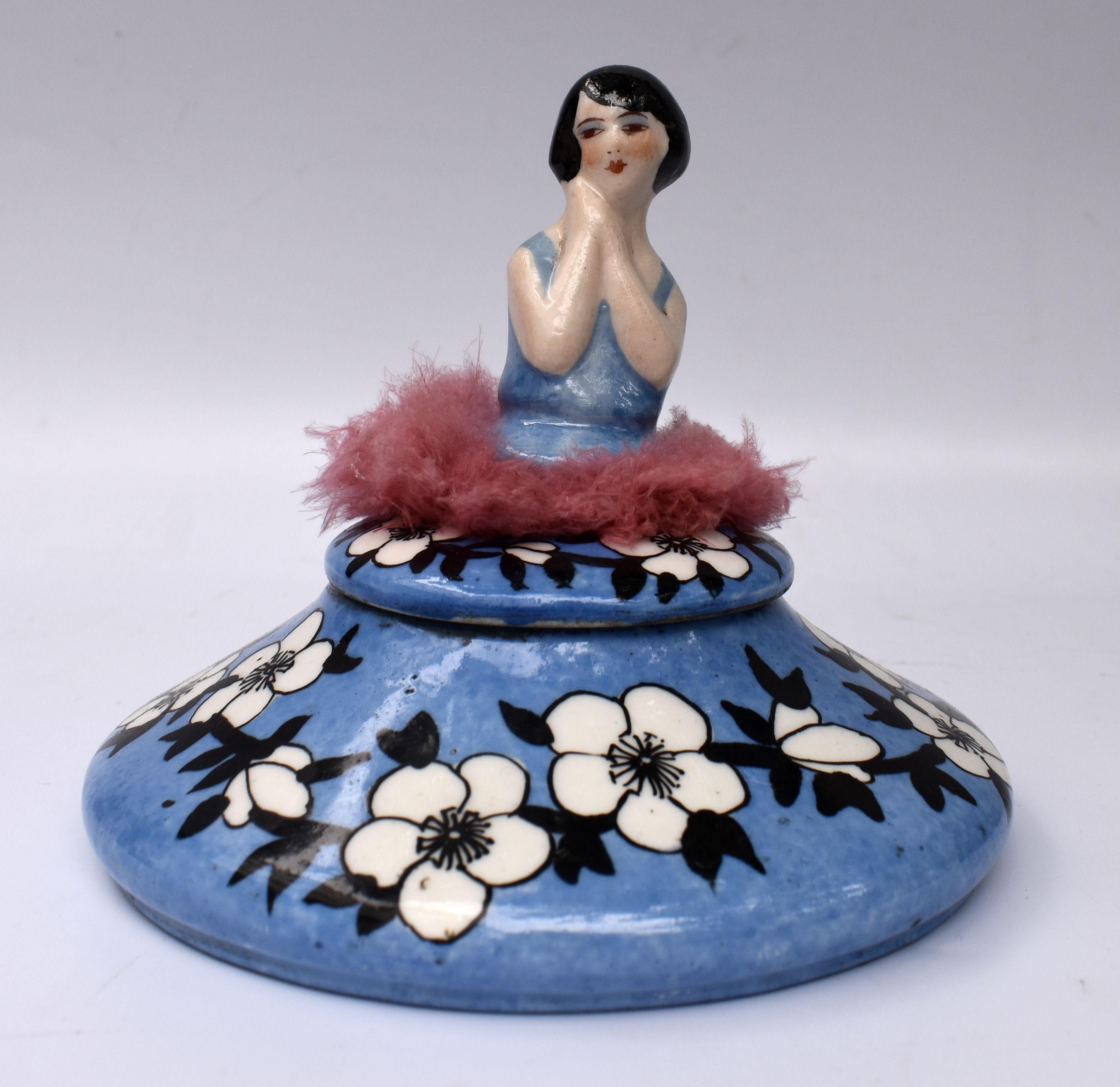 Art Deco French Flapper Powder Puff Stand, Circa 1930 For Sale 2