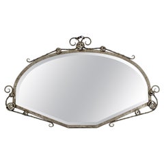 Art Deco French Forge Iron Wall Mirror Attributed to P. Kiss or E. Brandt